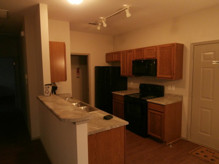 Apartment kitchen with appliances