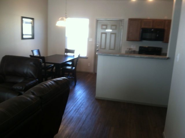 Furnished living room and dining area